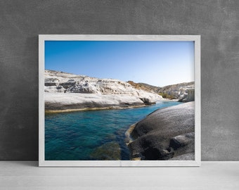 Milos Beach Print | Sarakiniko, Coastal Wall Art, Greek Island Print, Modern Home Decor, Greece Photography