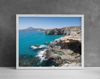 Tsigrado Vista Print | Greece Island Print, Wanderlust Art, Milos Beaches, Landscape Photography, Mediterranean Decor