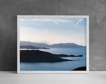 Misty Mountains of Milos Print | Greece Photography, Neutral Beach Print, Mediterranean Decor, Coastal Wall Art, Greek Island Print