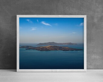 Santorini Volcano Print | Greek Island Print, Minimalist Ocean Art, Greece Photography, Modern Home Decor, Volcanic Art