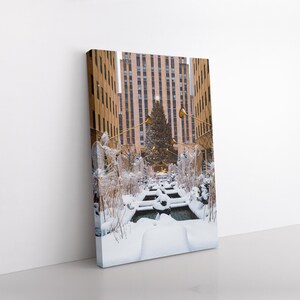 Tela dell'albero di Natale del Rockefeller Center, scena innevata di New York City