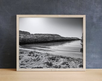 Monochrome Beach Print | Greece Photography, Black and White, Milos, Minimalist Ocean Art, Greek Island Print