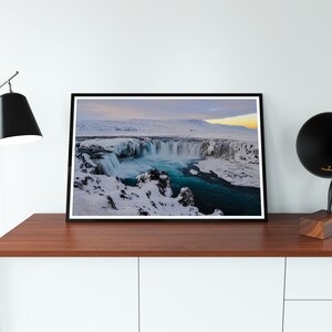 Godafoss Iceland Photography Print, Modern Wall Art, Waterfall Print ...