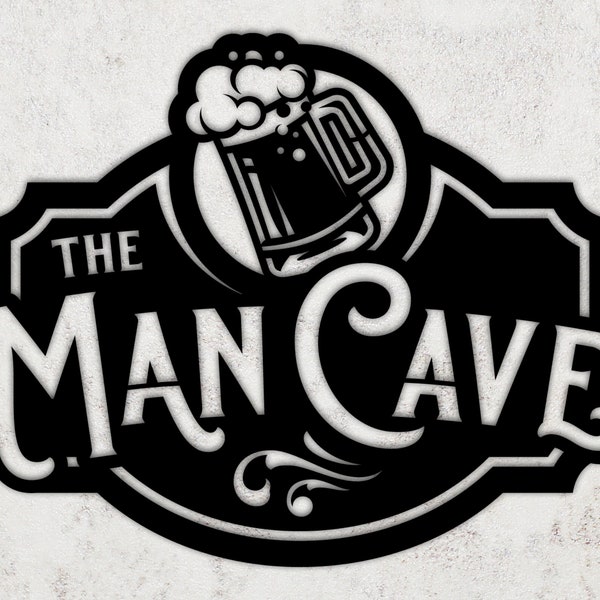 The Man Cave Sign, Wall Sign, Wall Decor, Metal Decor, Wall art, Man Cave, Game Room Sign, Sign, Game Room, Gift for Him,Beer, Drinking, Dad