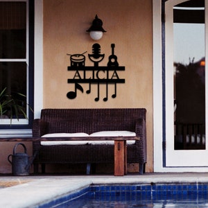 Custom Metal Sign, wall sign, music sign, music, custom name sign,home decor, personalized,birthday gift,music notes,Musician,wall art,sign