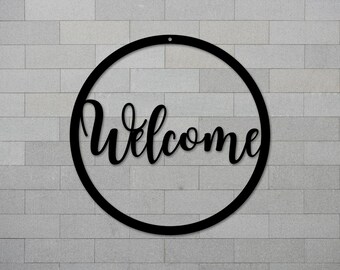 Metal Welcome Sign, Rustic Front Door Decor, Powder Coated Steel