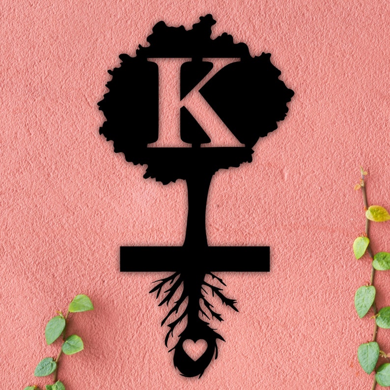 Custom Metal Sign initials sign custom metal hanging tree with roots gift for her home decor tree sign housewarming family name sign