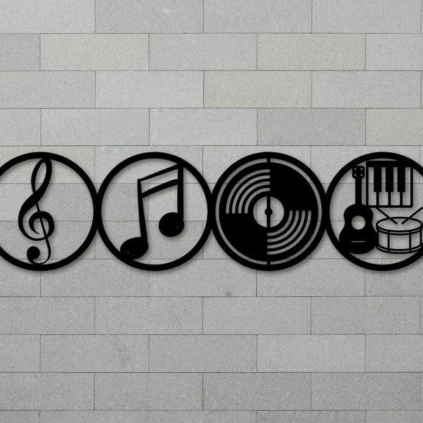 Mothers day gift, Music Decor, Music Sign, Music Room Decor, Musical Note Sign, Record Decor, Guitar Drum Piano Art, Metal Sign, Metal Wall