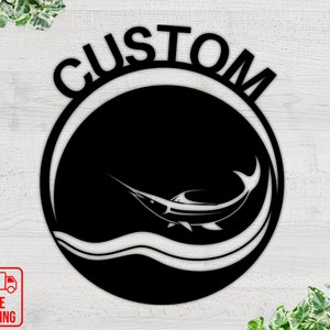 Personalize Marlin Sign, Marlin sign, Fish sign, Ocean sign, Wall sign, home decor,Marlin fishing, Sign, custom sign, Beach, Marlin,art,gift