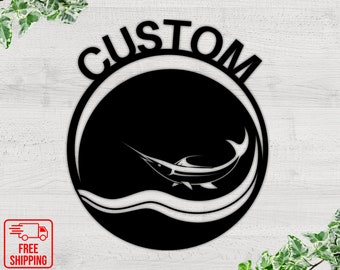 Personalized Marlin Metal Wall Art, Coastal Home Decor
