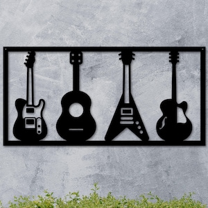 Guitar Metal Wall Art, Music Room Decor, Musician Gift