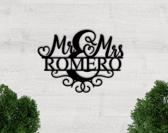 Mr and Mrs Sign, Wedding Gift, Wedding Sign, Wedding backdrop, Marriage Sign, Metal Sign, Wedding Wall Decor, Last Name Metal Sign, Mr. Mrs.