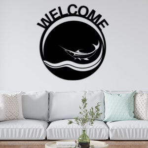 Custom Metal Marlin Sign, Marlin sign, Fish sign, Ocean sign, Wall sign, home decor, Marlin fishing, Sign, custom sign, Beach, deep sea