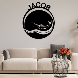 Personalize Metal Marlin Sign, Marlin sign, Fish sign, Ocean sign, Wall sign, home decor, Marlin fishing, Sign, custom sign, Beach, Marlin