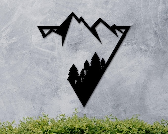 Metal Mountain Sign, Mountain Range Sign, Mountain Decor, Mountain Range Decor, Metal Sign, Metal Wall Art, Mountain Tree Range Sign, Sign