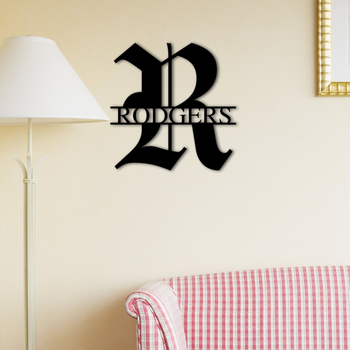 24in Black Family Name Sign, Monogram - 'Delisle'