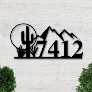 Cactus Metal Address Sign, Mountain House Numbers