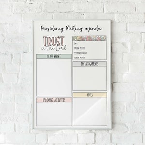 YW Presidency Meeting Agenda, YW Class Meeting, Trust in the Lord Young Women printable, The Church of Jesus Christ of Latter Day Saints