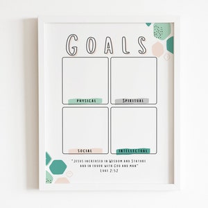 Four Goals Printable Geometric. Goal Prints. Spiritual, Physical, Intellectual, Social goals LDS Goals for Youth. Come Follow Me.