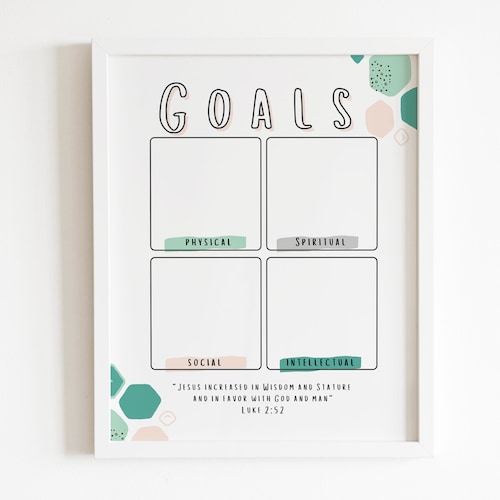 Four Goals Printable. Spiritual Physical Intellectual Etsy