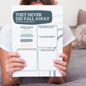 July 8-14: They “Never Did Fall Away” Printable Lesson Worksheet AND Handout. YW Lesson. Lesson Print. Come Follow Me.