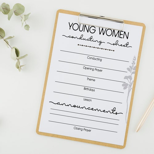 NEW 2023 Young Women Conducting Sheet for Class Opening Etsy