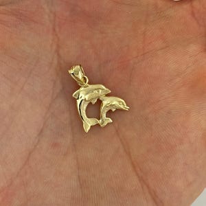 14k Solid Yellow Gold Dolphin Pendant Nautical Charm