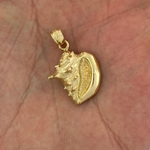 14k Yellow Gold Shell Nautical Charm Pendant