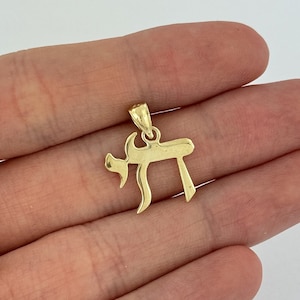 14k massief gouden Joodse hanger Religieuze hanger Chai-ketting bedel