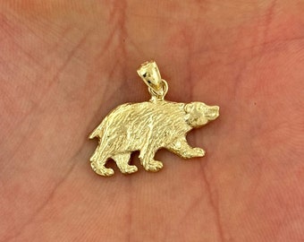 14k Solid Yellow Gold Bear Charm Animal Bear Pendant