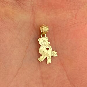 14k Solid Gelb Gold Teddybär Charm Tier Baby Bär Anhänger
