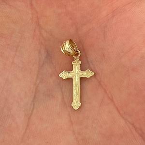 14k Solid Gold Cross Pendant Religious Pendant Necklace Charm