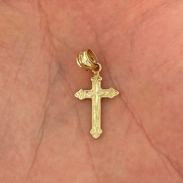 14k Massives Gold Kreuz Anhänger Religiöser Anhänger Halskette Charm