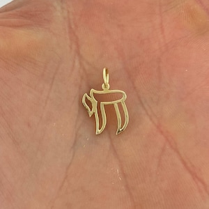 14k massief gouden Joodse hanger Religieuze hanger Chai-ketting bedel