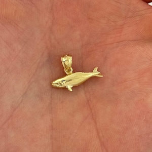 14k Solid Gold Whale Pendant Nautical Charm