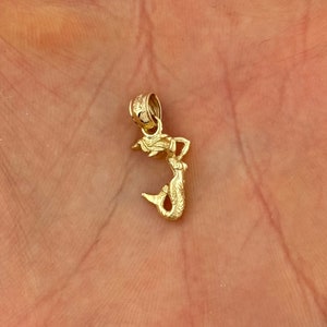 14k Solid Yellow Gold Mermaid Nautical Charm Fish Pendant