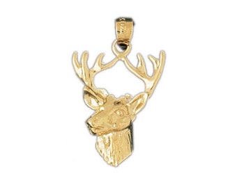 Gold Plated Sterling Silver Deer Head Pendant Bead f// DIY Jewelry Necklace 99775