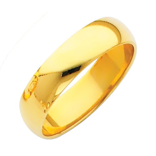 14K Yellow Gold Wedding Band Comfort Fit Mens Womens Gold Band - Etsy