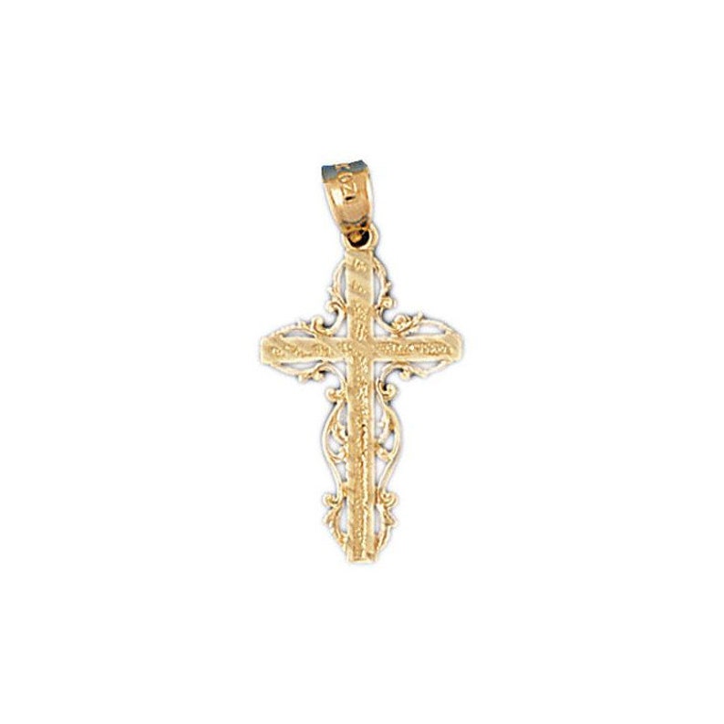 14k Solid Gold Cross Pendant Religious Pendant Necklace Charm