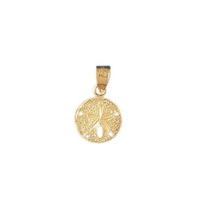 14k Yellow Gold Sand Dollar Pendant Nautical Charm - Etsy