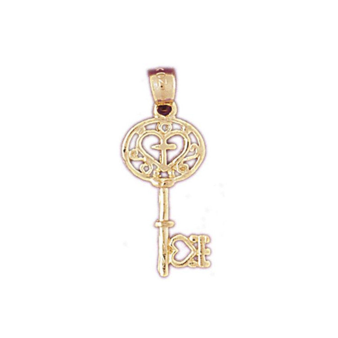 14k Solid Gold Key Pendant Charm Key to My Heart Love Etsy