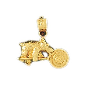 14k Solid Yellow Gold Teddy Bear Charm Animal Baby Bear Pendant