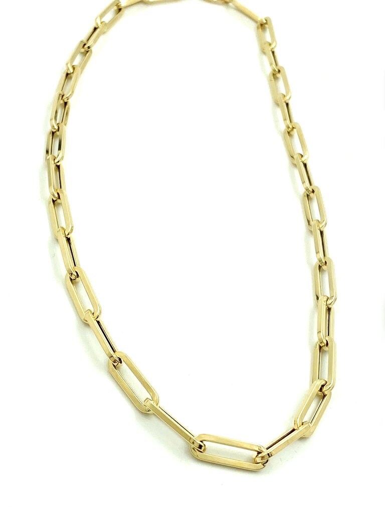 14K Gold Hollow Paper Clip Chain Necklace 4mm Anchor Chain Etsy