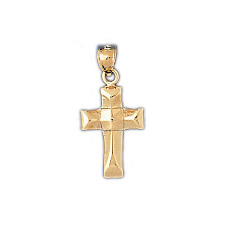 14k Solid Gold Cross Pendant Religious Pendant Necklace Charm | Etsy