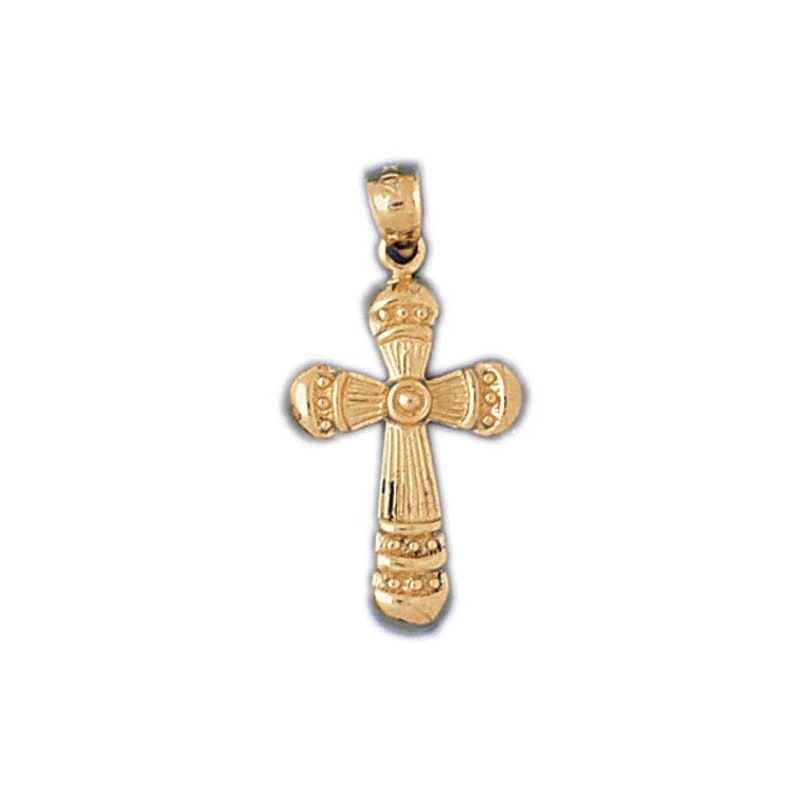 14k Solid Gold Cross Pendant Religious Pendant Necklace Charm