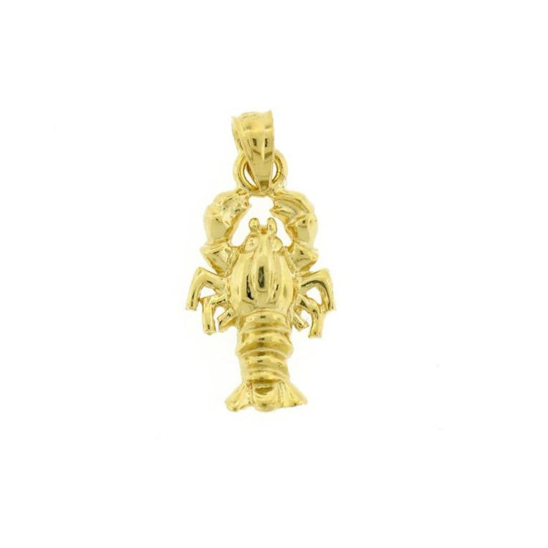 14k Solid Yellow Gold Lobster Pendant Nautical Charm - Etsy