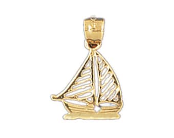 14k Yellow Gold Voilier Charme Cadeau pendentif nautique
