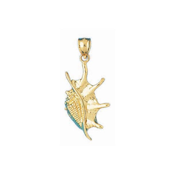 14k Yellow Gold Shell Nautical Charm Pendant