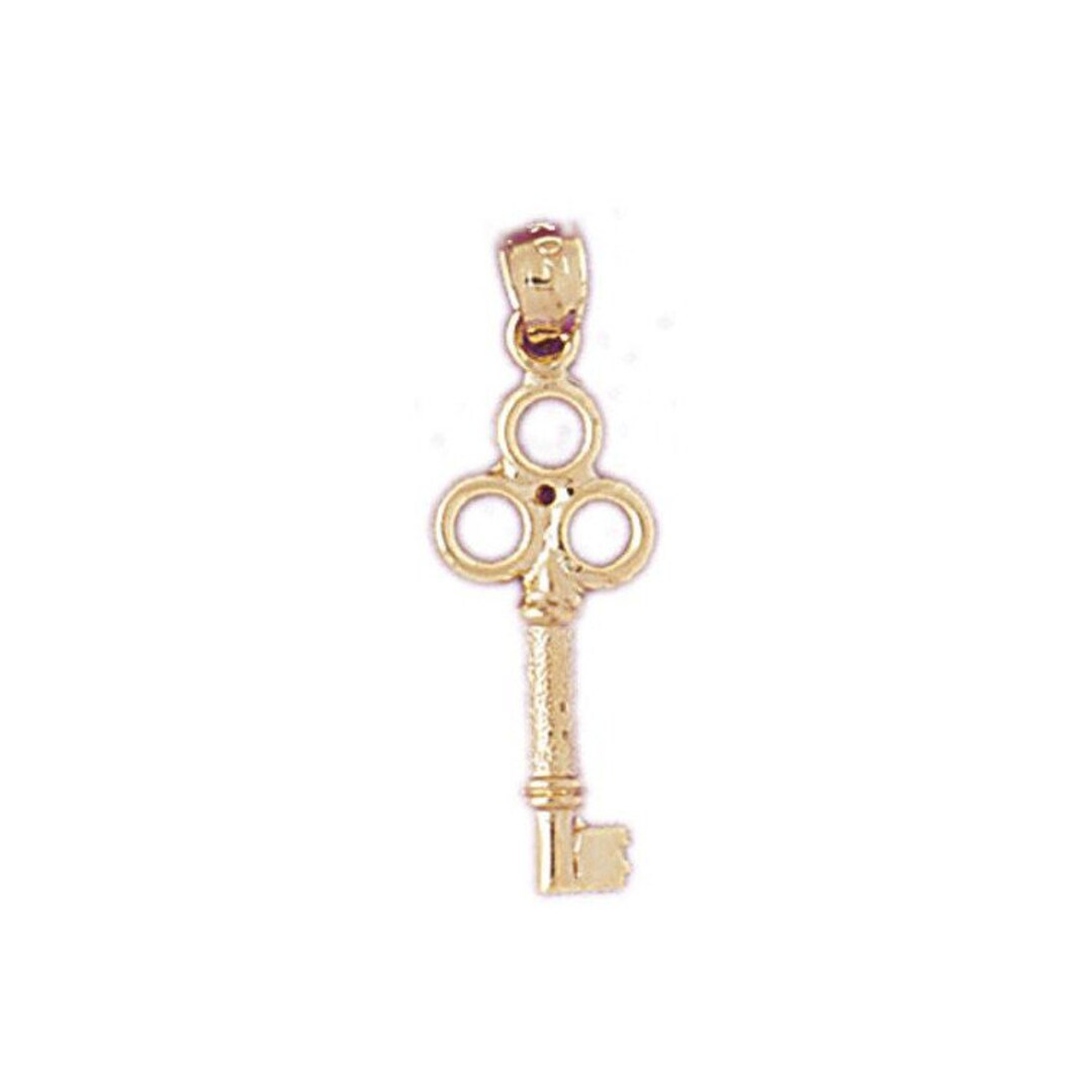 14k Solid Gold Key Pendant Charm Key to My Heart Love Necklace Charm Etsy