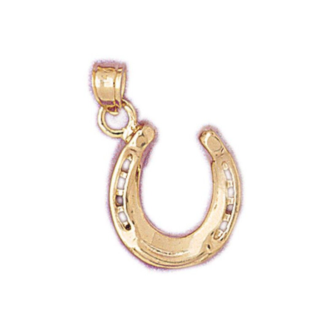 10k Yellow Gold Evil Eye & Horseshoe Protection Pendant - Good Luck Charm